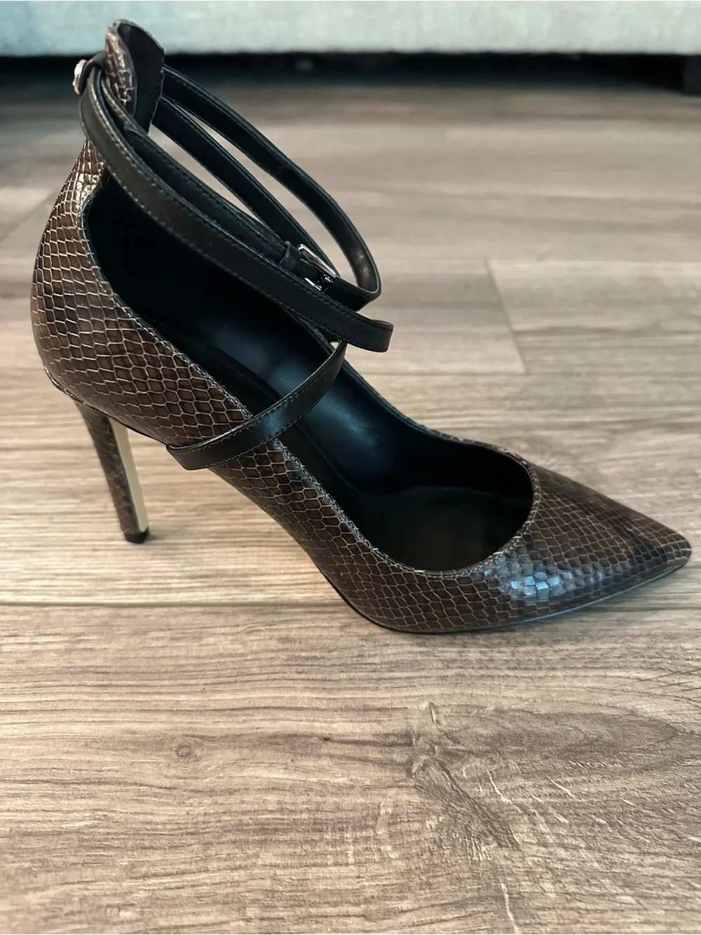 Michael Kors Brown Snake-Embossed Pointed-Toe Stiletto Heels